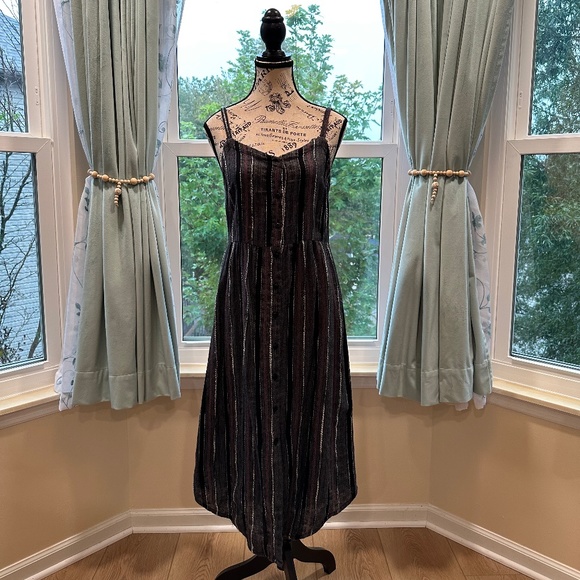 Cute Button Down Striped Dress Fall Colors - Picture 1 of 7